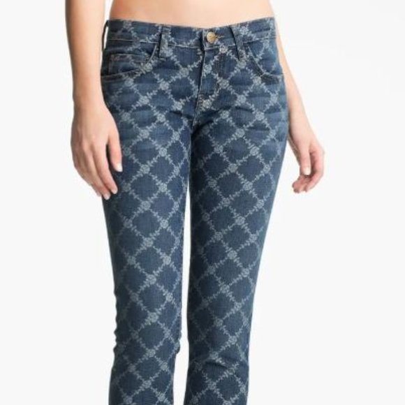 Current/Elliot Rolled Skinny Indigo Lattice - Picture 1 of 5